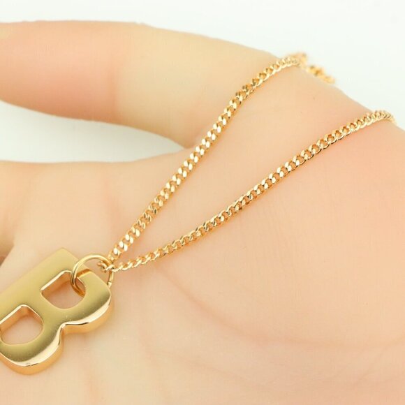 Rose Gold Plated Initial ""B"" Pendant Necklace, XPNL0310 - Picture 6 of 13